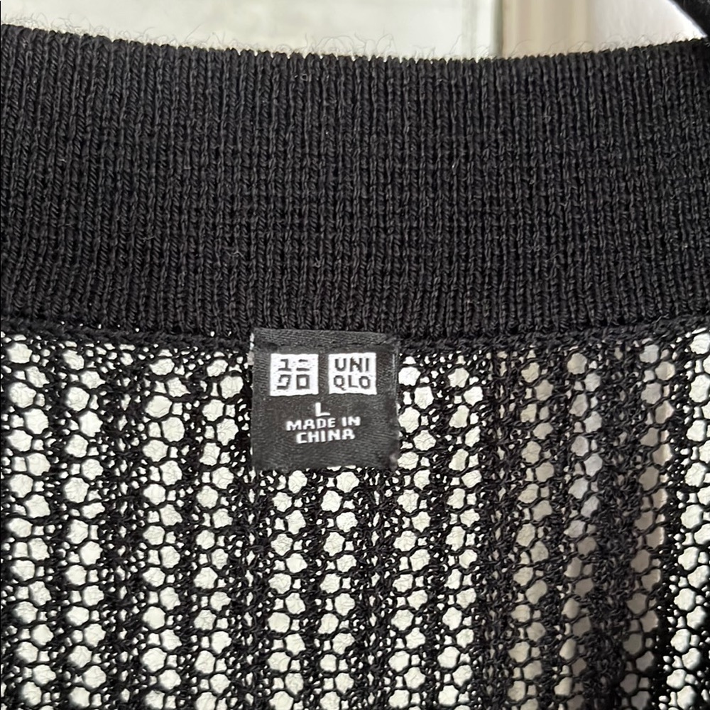 Uniqlo Knit Lace Black Sheer Knit Button-Up Dress - Picture 5 of 8